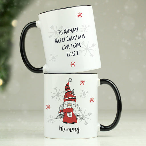 Personalised Gonk Family Black Handled Christmas Mug - Female - The Gift Cabin UK