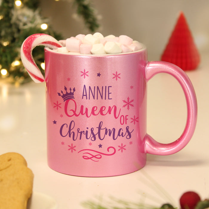 Personalised Queen Of Christmas Pink Mug - The Gift Cabin UK