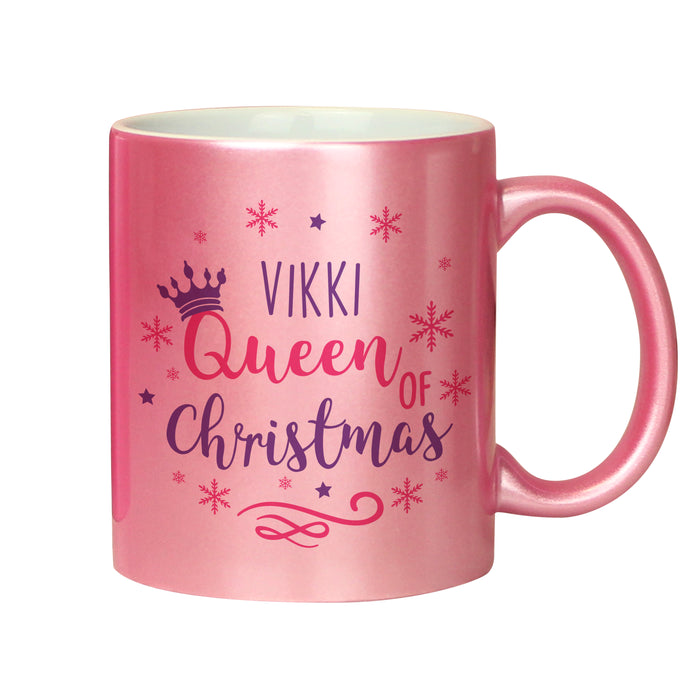 Personalised Queen Of Christmas Pink Mug - The Gift Cabin UK