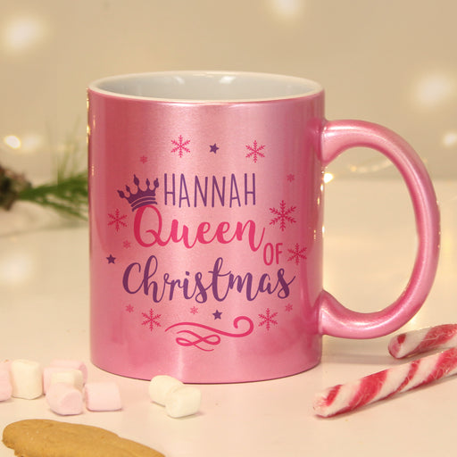 Personalised Queen Of Christmas Pink Mug - The Gift Cabin UK