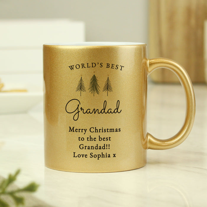 Personalised Christmas Tree Gold Glitter Mug - The Gift Cabin UK