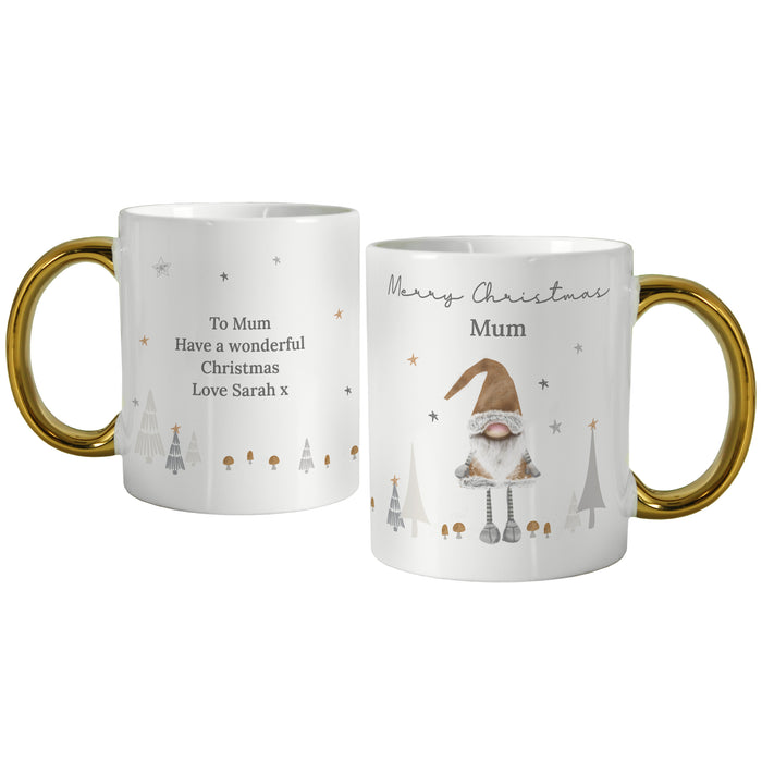 Personalised Christmas Gonk Gold Handed Mug - The Gift Cabin UK