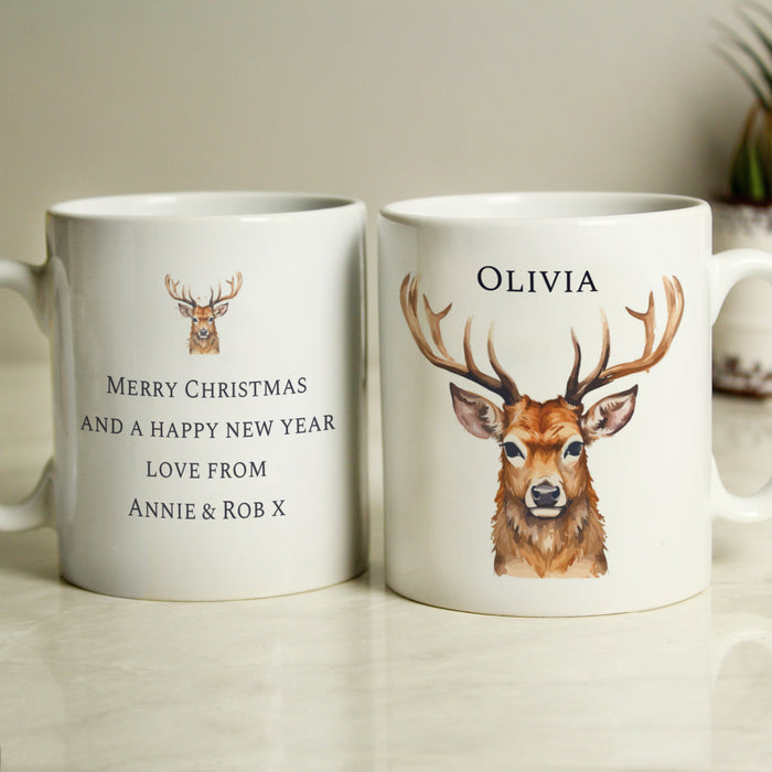 Personalised Watercolour Stag Mug - The Gift Cabin UK