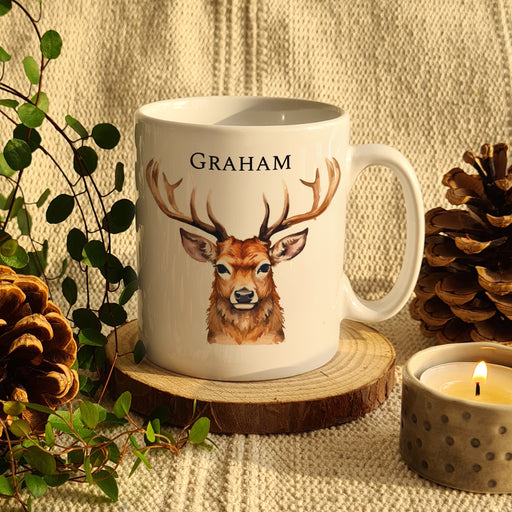 Personalised Watercolour Stag Mug - The Gift Cabin UK