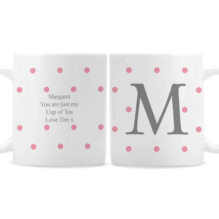 Personalised Monogram Pink Spot Mug - The Gift Cabin UK