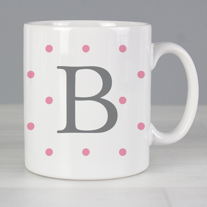 Personalised Monogram Pink Spot Mug - The Gift Cabin UK