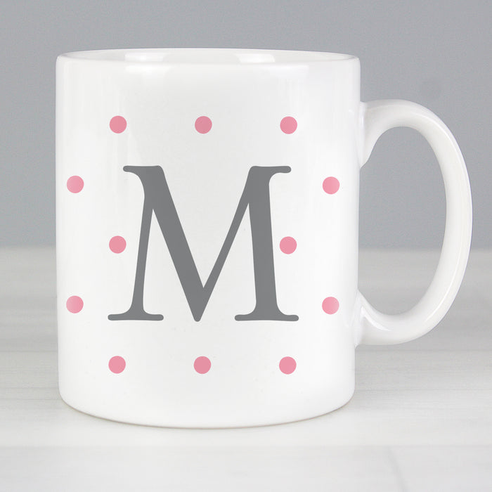 Personalised Monogram Pink Spot Mug - The Gift Cabin UK