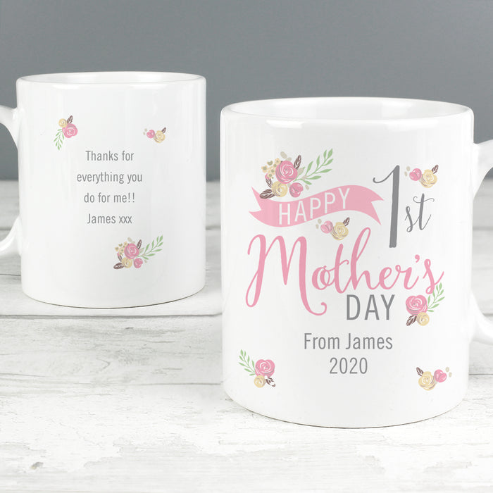 Personalised Floral Bouquet 1st Mothers Day Mug - The Gift Cabin UK