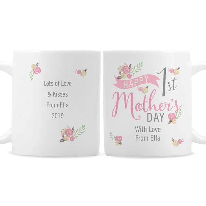 Personalised Floral Bouquet 1st Mothers Day Mug - The Gift Cabin UK