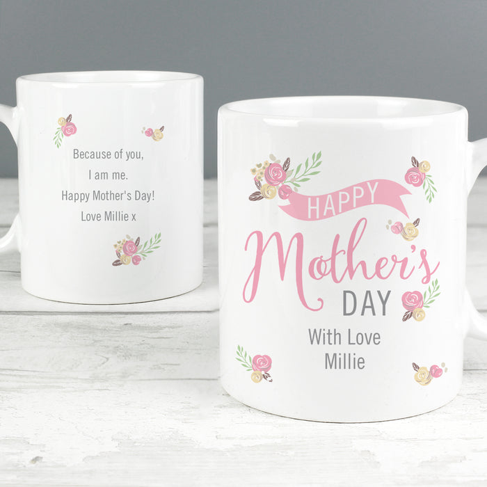 Personalised Floral Bouquet Mothers Day Mug - The Gift Cabin UK