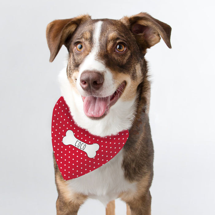 Personalised Red Polka Dot Dog Bandana - The Gift Cabin UK