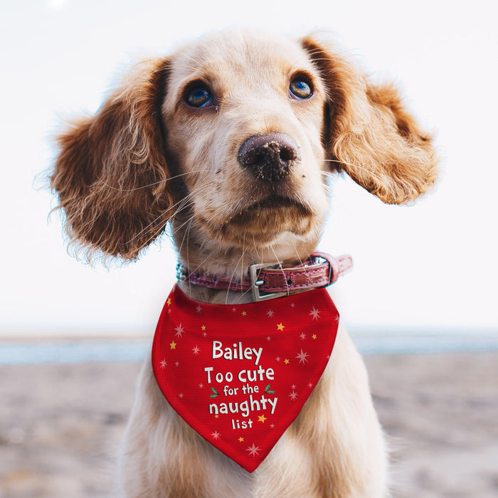 Personalised 'Too cute for the naughty list' Dog Bandana - The Gift Cabin UK