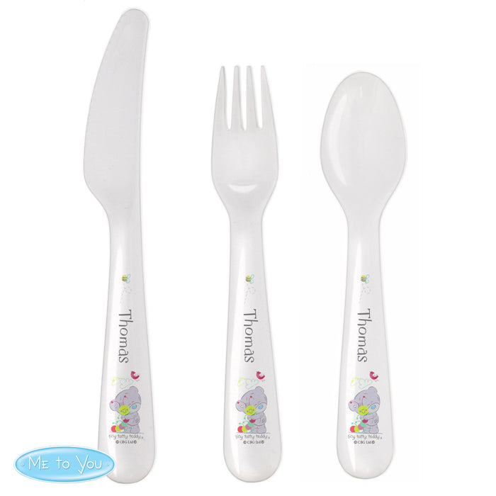 Personalised Tiny Tatty Teddy Cuddle Bug 3 Piece Plastic Cutlery Set - The Gift Cabin UK