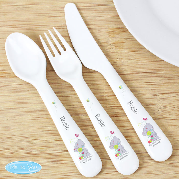 Personalised Tiny Tatty Teddy Cuddle Bug 3 Piece Plastic Cutlery Set - The Gift Cabin UK