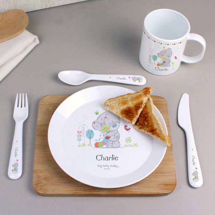 Personalised Tiny Tatty Teddy Cuddle Bug 3 Piece Plastic Cutlery Set - The Gift Cabin UK