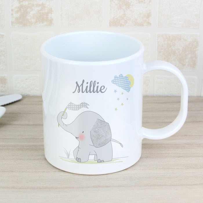 Personalised Hessian Elephant Plastic Mug - The Gift Cabin UK