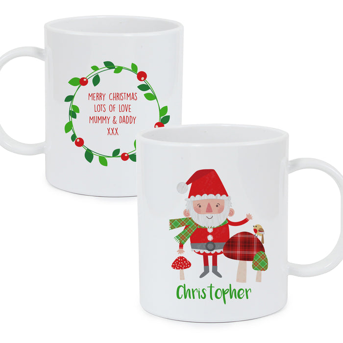 Personalised Christmas Toadstool Santa Plastic Mug - The Gift Cabin UK