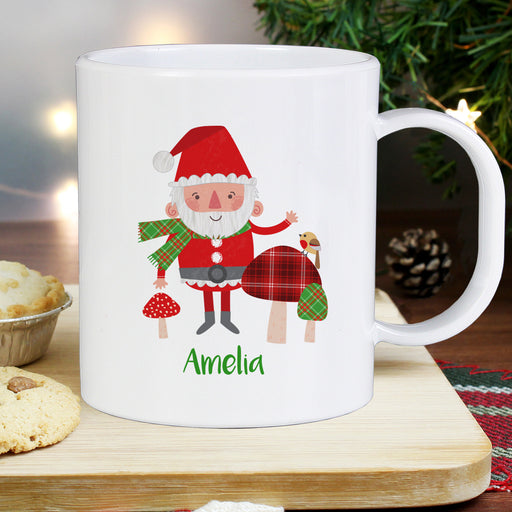 Personalised Christmas Toadstool Santa Plastic Mug - The Gift Cabin UK