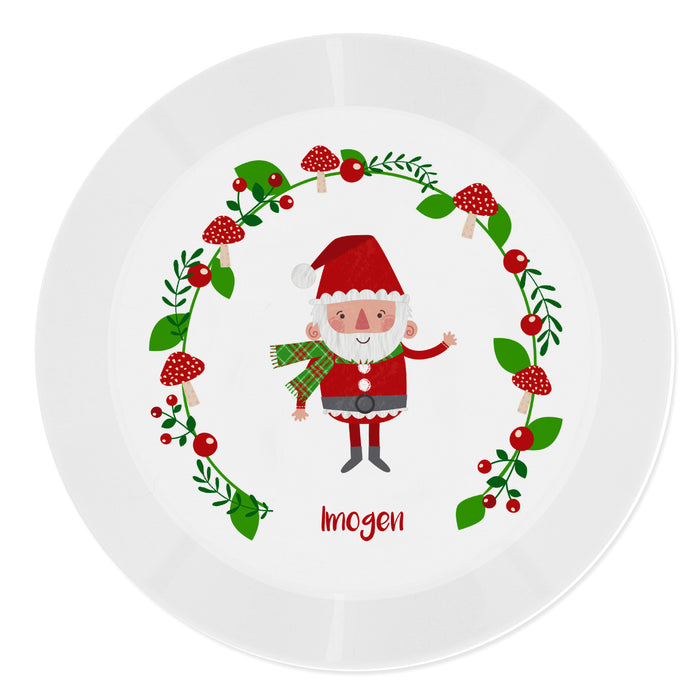 Personalised Christmas Toadstool Santa Plastic Plate