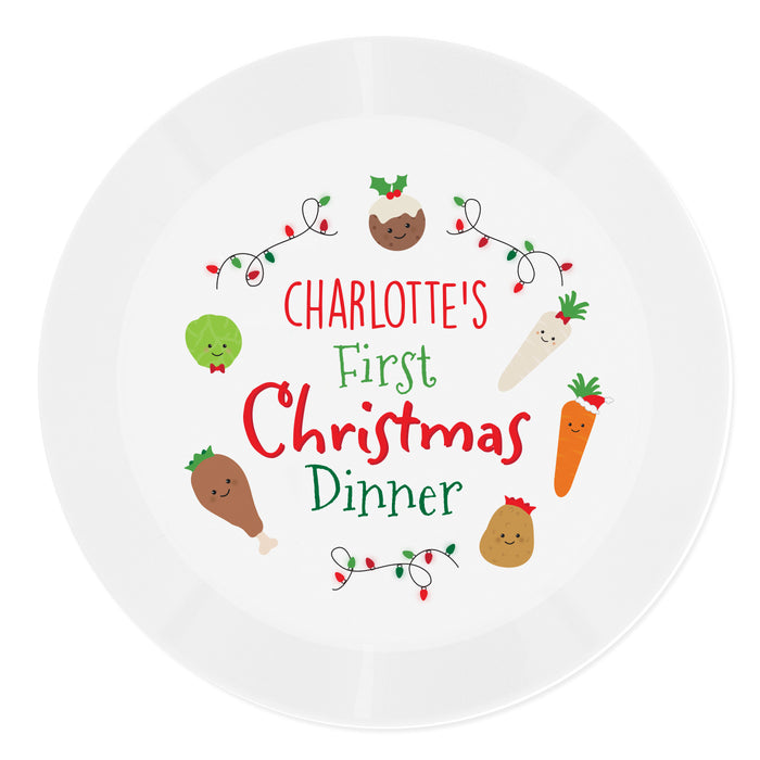 Personalised 'First Christmas Dinner' Plastic Plate