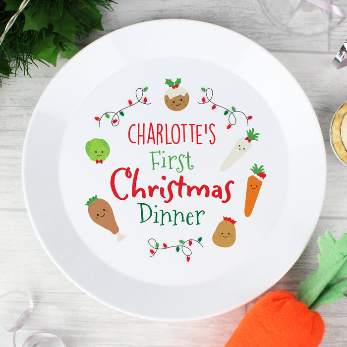 Personalised 'First Christmas Dinner' Plastic Plate