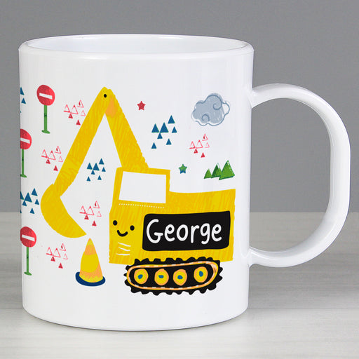 Personalised Digger Plastic Mug - The Gift Cabin UK