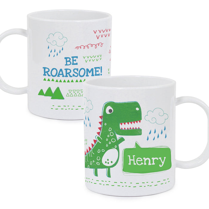 Personalised Be Roarsome Dinosaur Plastic Mug - The Gift Cabin UK