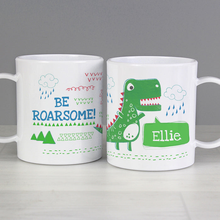 Personalised Be Roarsome Dinosaur Plastic Mug - The Gift Cabin UK