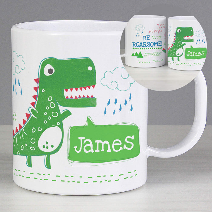 Personalised Be Roarsome Dinosaur Plastic Mug - The Gift Cabin UK