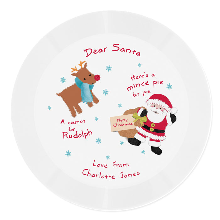 Personalised Santa and Rudolph Christmas Eve Mince Pie Plastic Plate