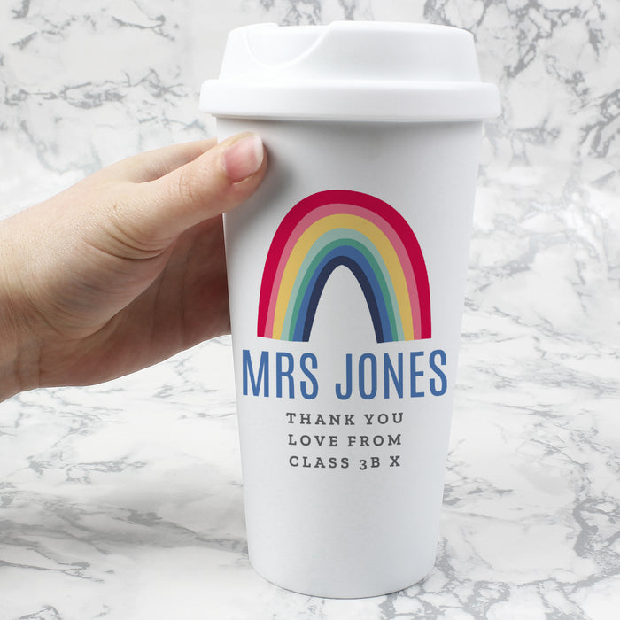 Personalised Rainbow Insulated Reusable Eco Travel Cup