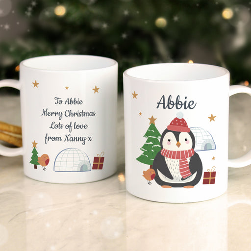 Personalised Christmas Penguin Plastic Mug - The Gift Cabin UK