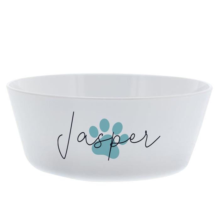 Personalised Blue Pawprint Plastic Cat Bowl - The Gift Cabin UK