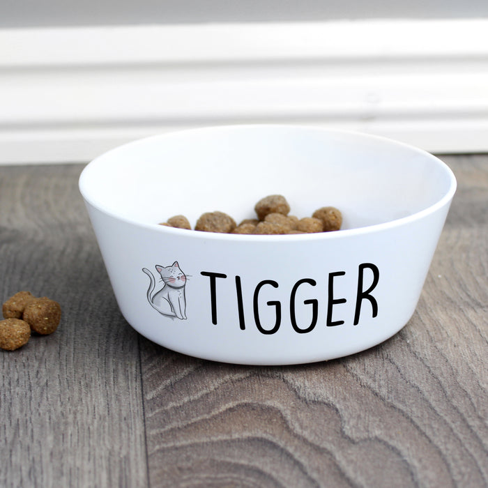 Personalised Scribble Cat Plastic Cat Bowl - The Gift Cabin UK