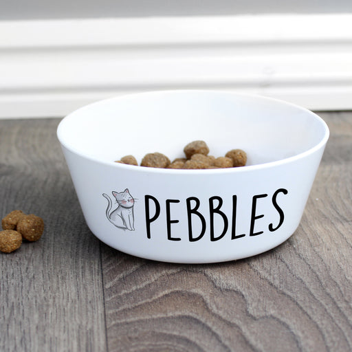 Personalised Scribble Cat Plastic Cat Bowl - The Gift Cabin UK