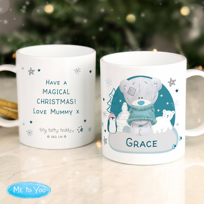 Personalised Winter Explorer Tiny Tatty Teddy Plastic Mug - The Gift Cabin UK