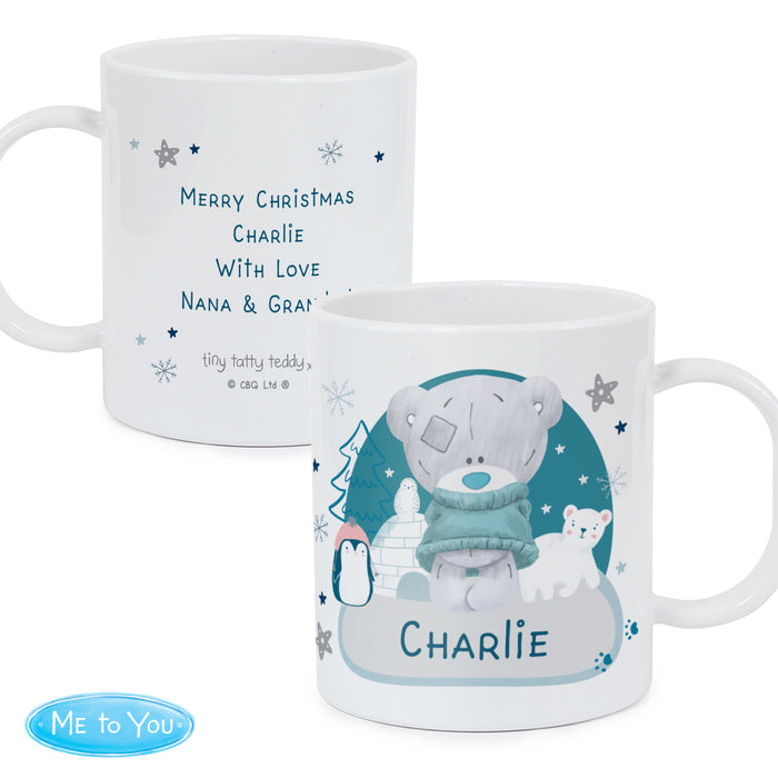 Personalised Winter Explorer Tiny Tatty Teddy Plastic Mug - The Gift Cabin UK