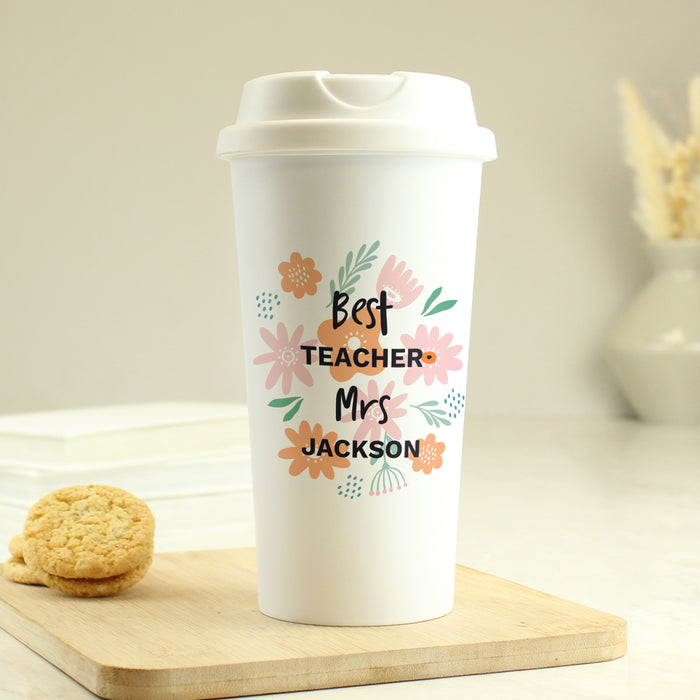 Personalised Floral Travel Mug - The Gift Cabin UK