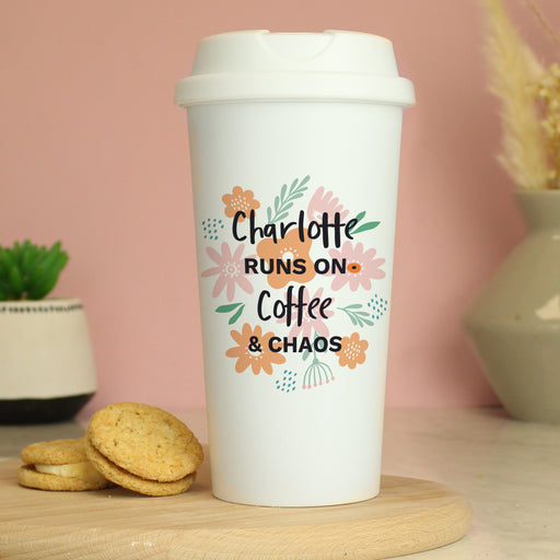 Personalised Floral Travel Mug - The Gift Cabin UK