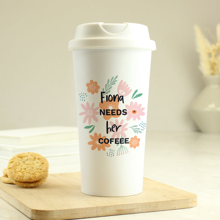 Personalised Floral Travel Mug - The Gift Cabin UK