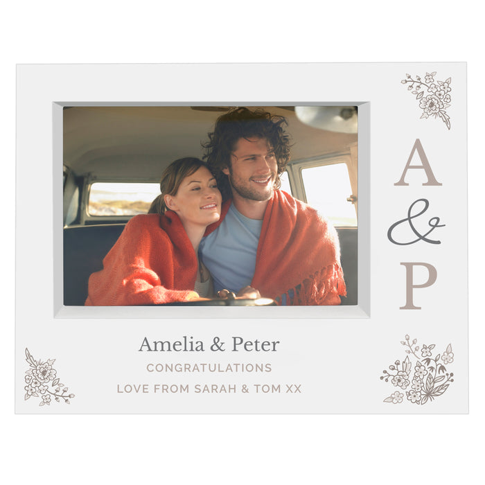 Personalised Couples Initials 5x7 Landscape Box Photo Frame