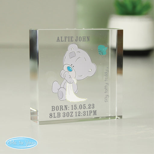 Personalised Tiny Tatty Teddy Christening Crystal Token - The Gift Cabin UK