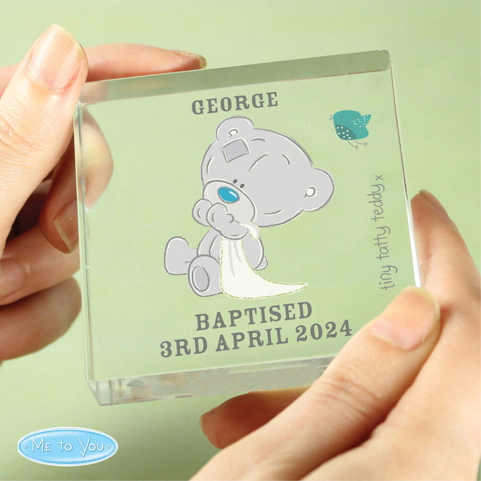 Personalised Tiny Tatty Teddy Christening Crystal Token - The Gift Cabin UK