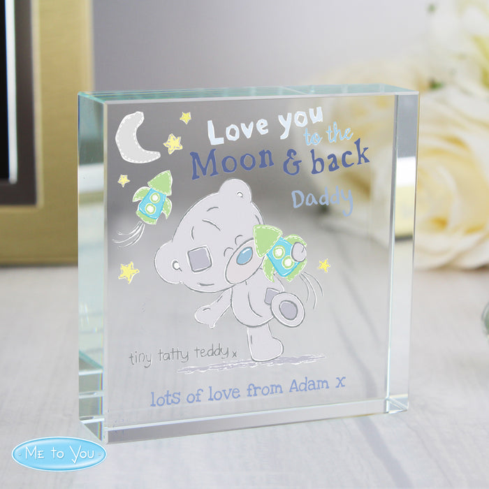 Personalised Tiny Tatty Teddy To the Moon & Back Crystal Token - The Gift Cabin UK