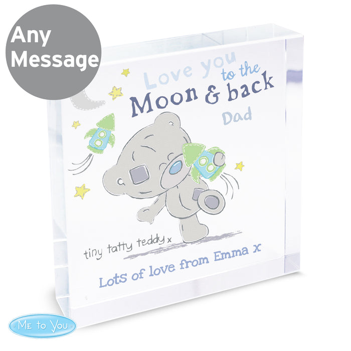 Personalised Tiny Tatty Teddy To the Moon & Back Crystal Token - The Gift Cabin UK