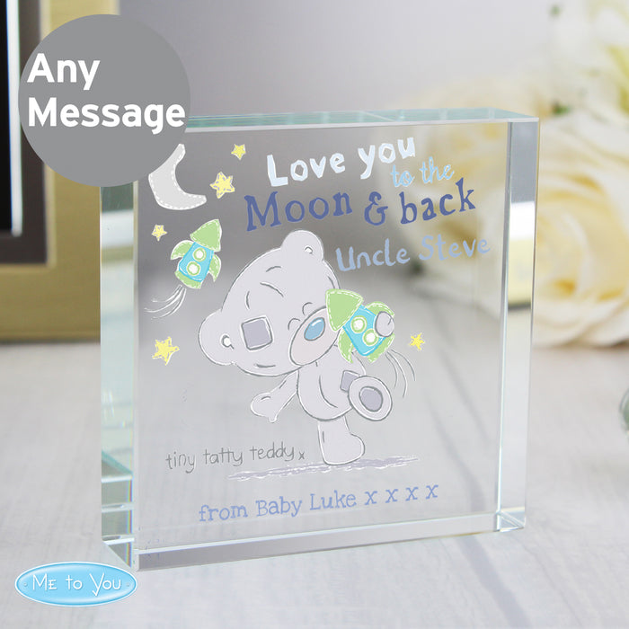 Personalised Tiny Tatty Teddy To the Moon & Back Crystal Token - The Gift Cabin UK