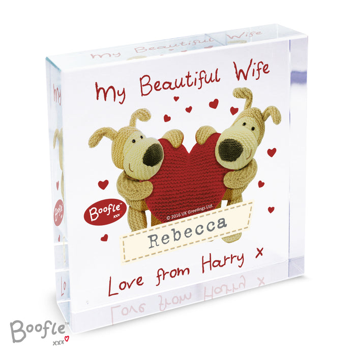 Personalised Boofle Shared Heart Crystal Token - The Gift Cabin UK