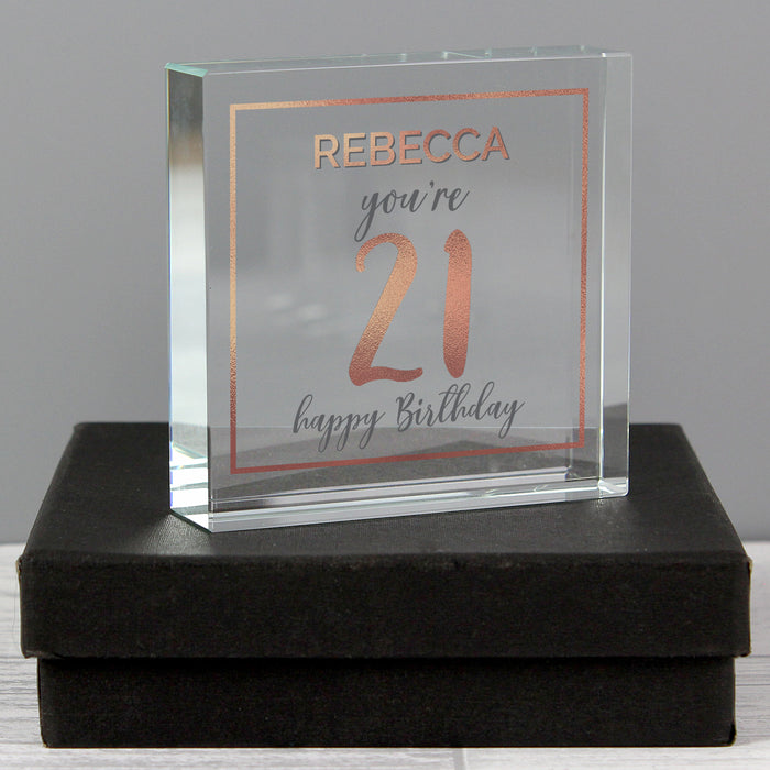 Personalised Birthday Rose Gold Crystal Token