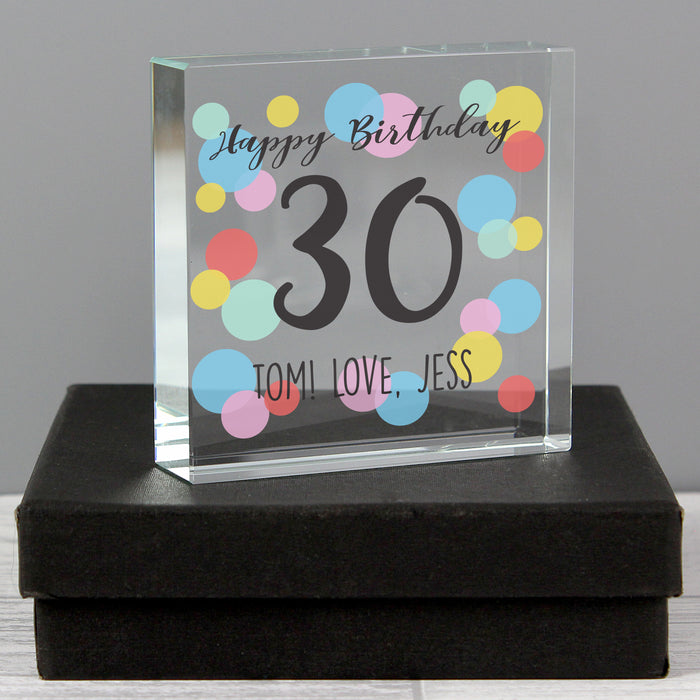 Personalised Birthday Colour Confetti Crystal Token