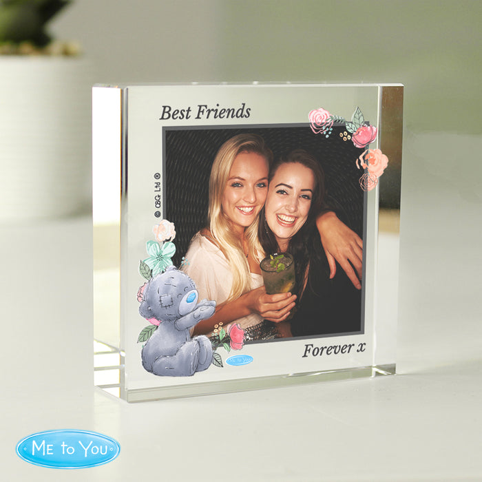 Personalised Me To You Floral Photo Upload Crystal Token - The Gift Cabin UK